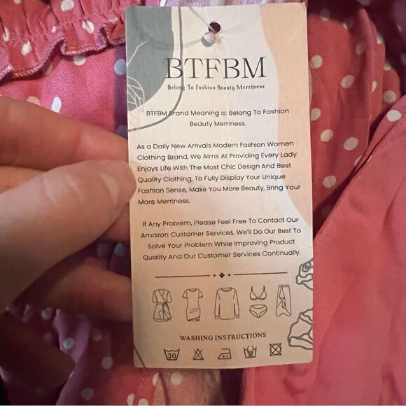 NWT! BTFBM pink & white polka dot dress. Size small - Picture 10 of 13